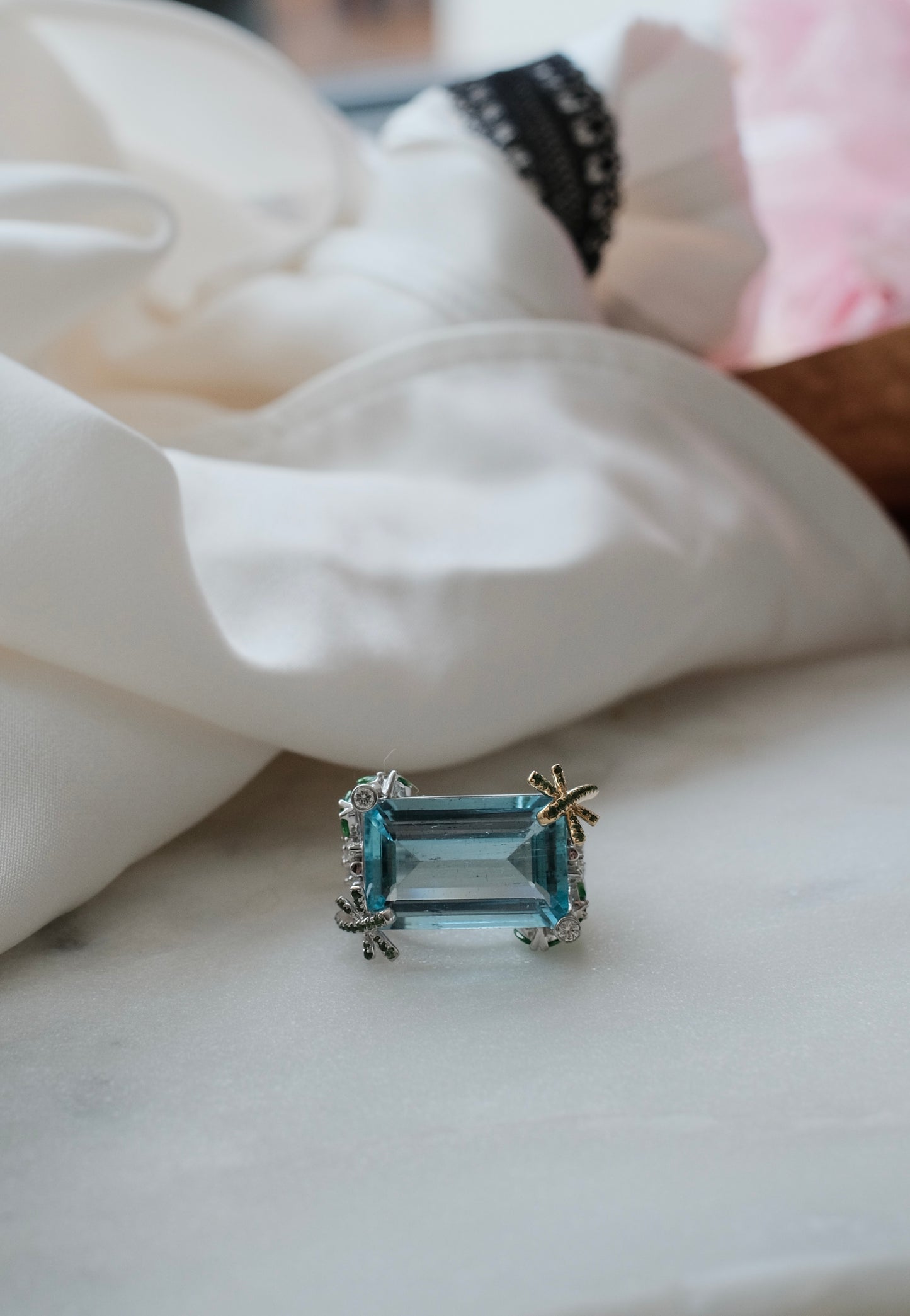 Summer Serenity: Aquamarine Ring with Nature’s Dance