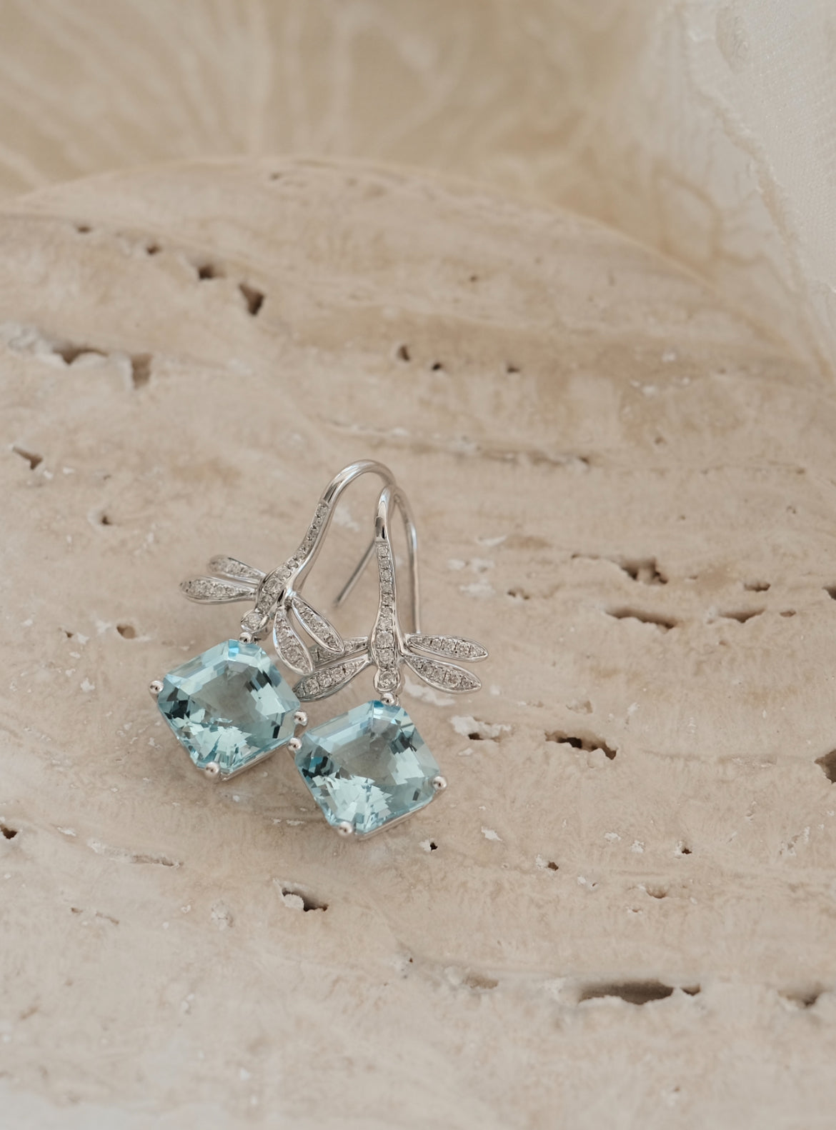 Dragonfly Serenade aquamarine earrings