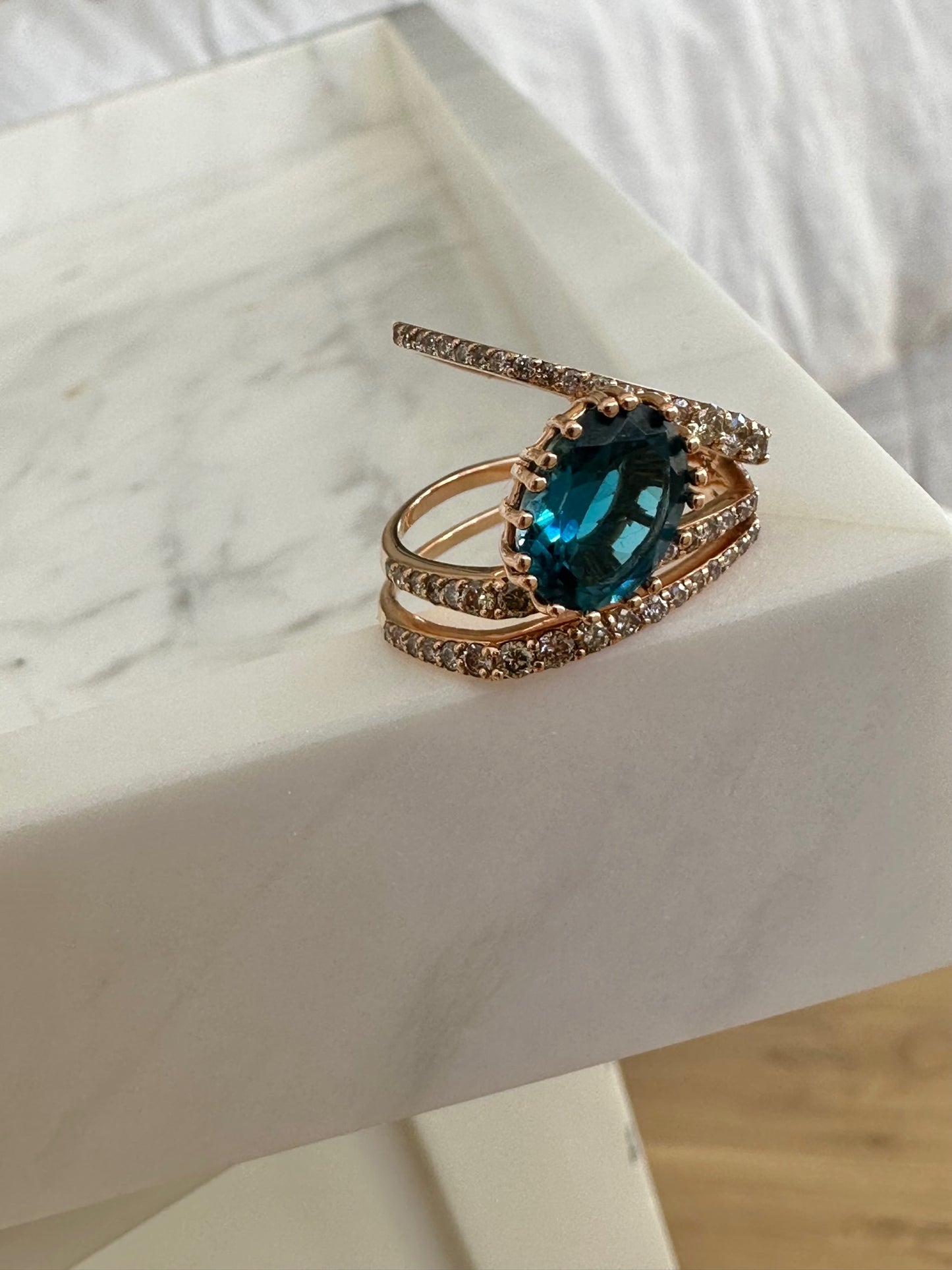 London Blue Topaz Diamond Ring