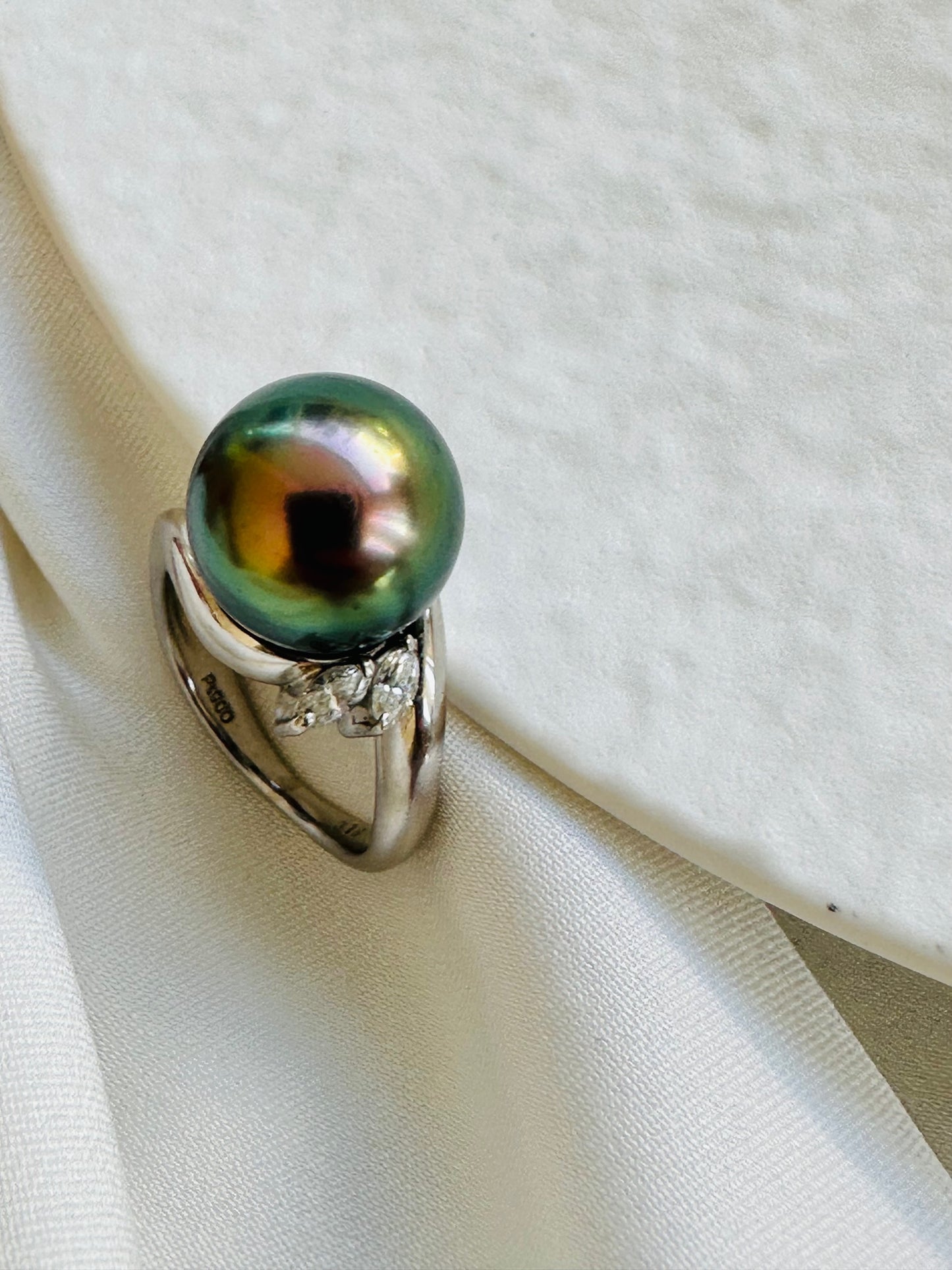 Tahitian Pearl Diamond Platinum Ring