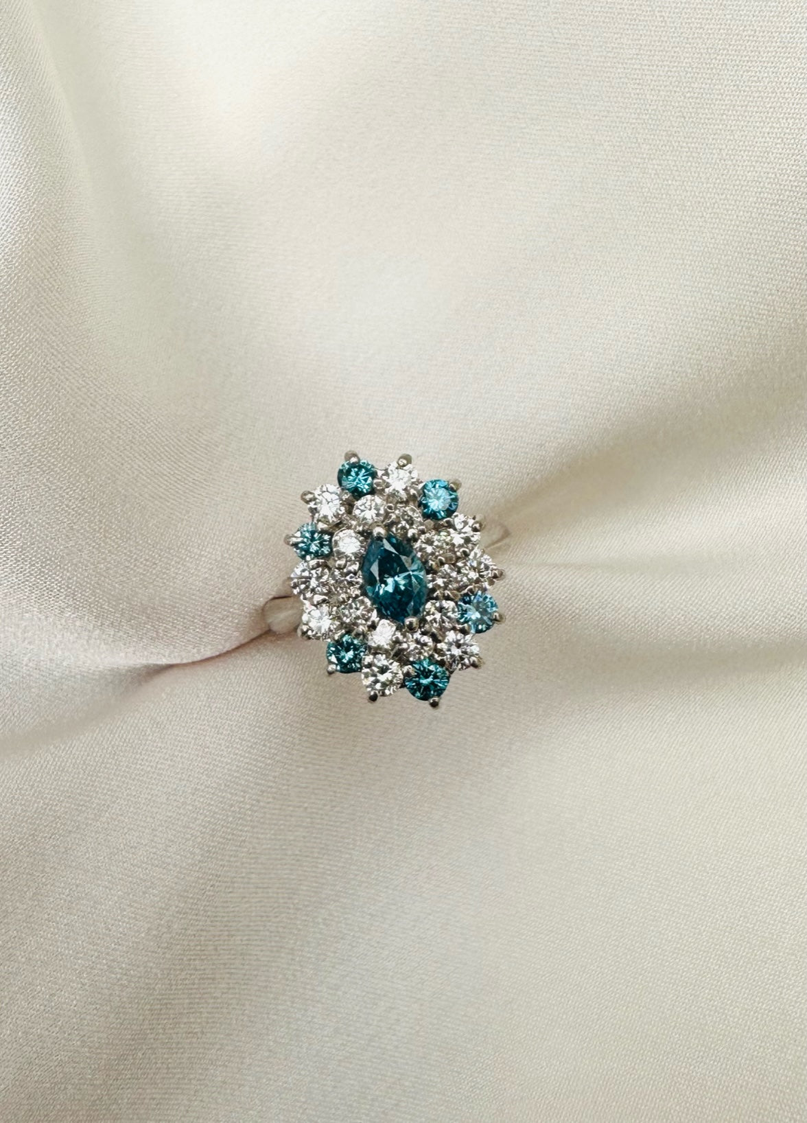 1.5ct Blue Diamond Cluster Ring