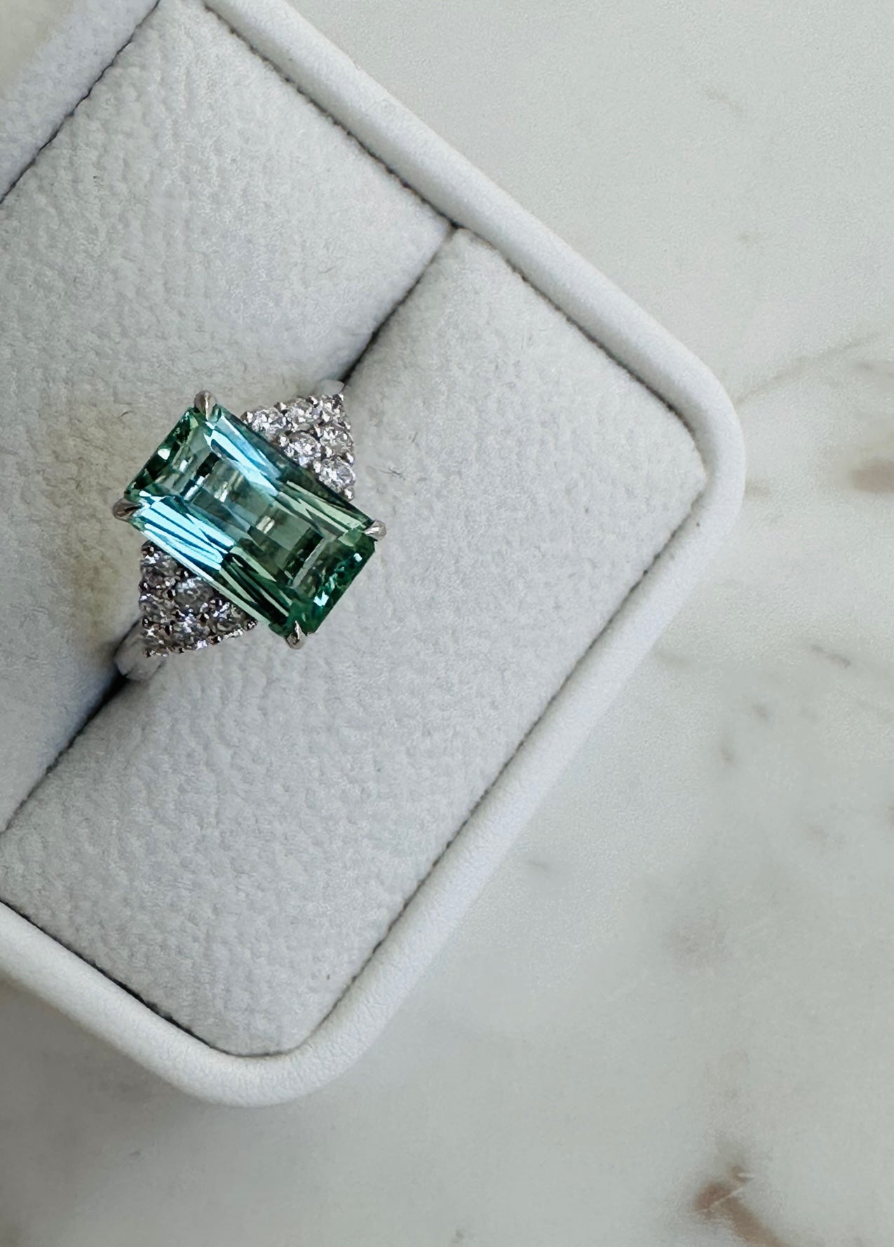 Mint Green Tourmaline Diamond Ring