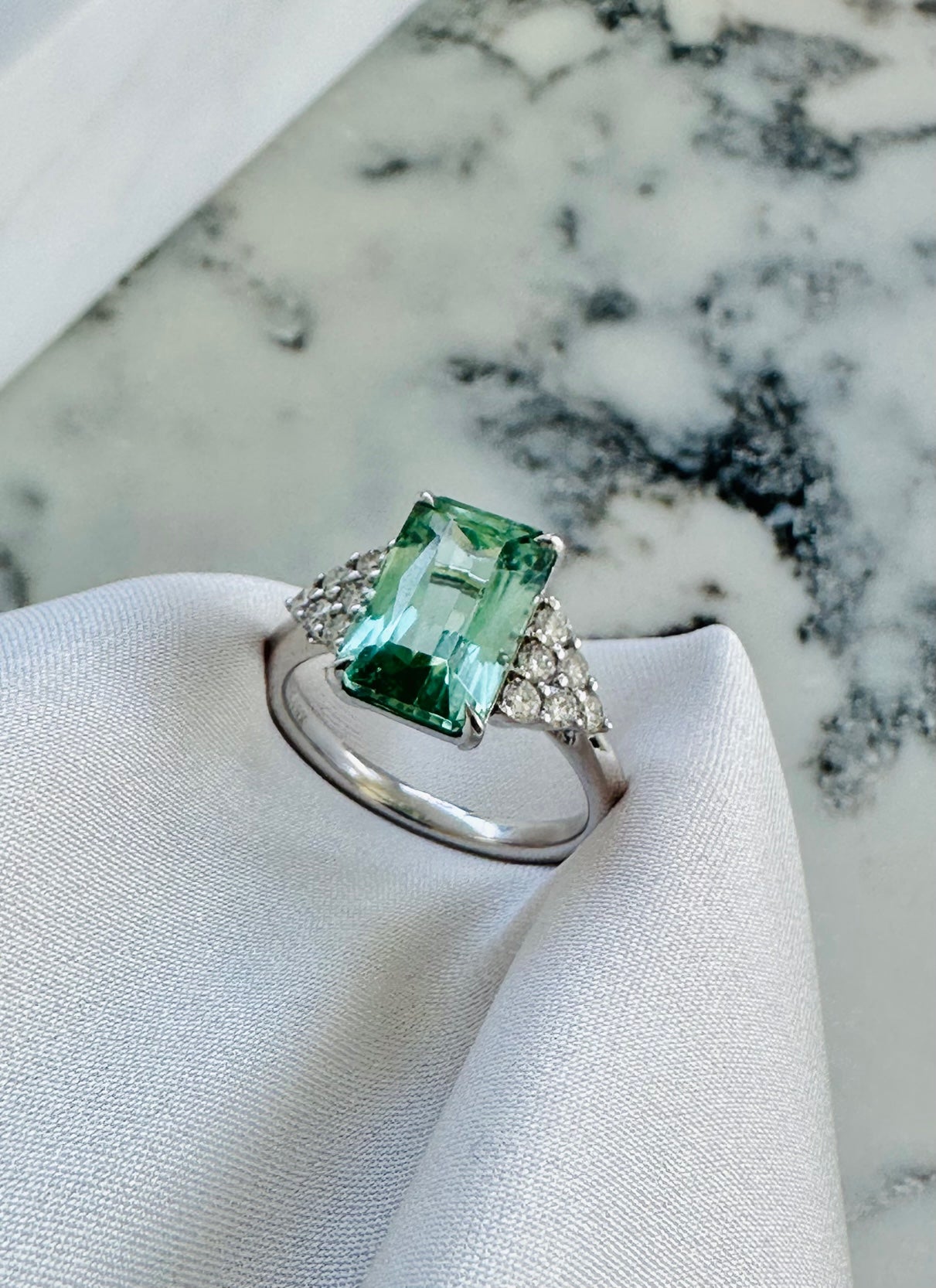 Mint Green Tourmaline Diamond Ring