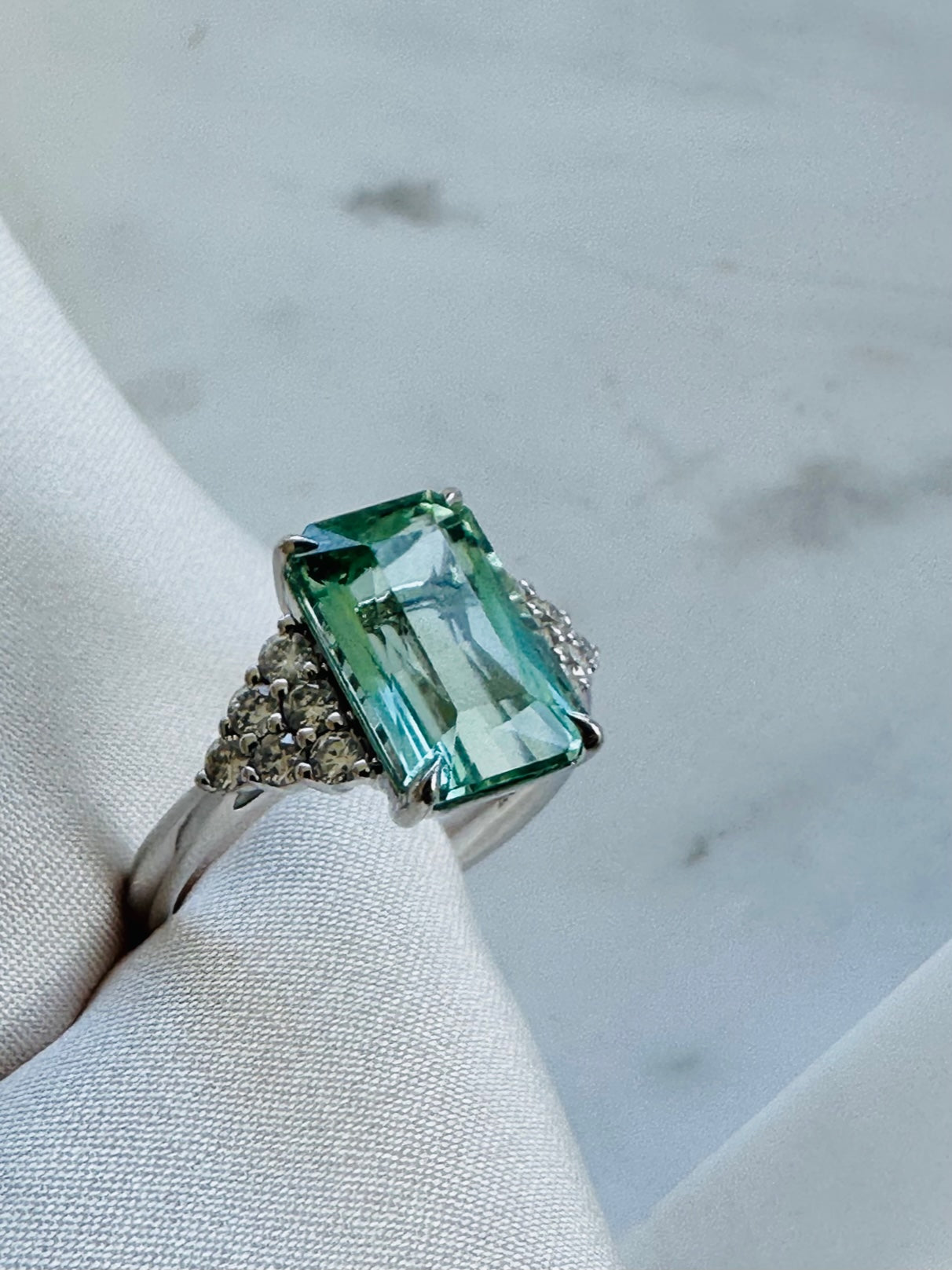 Mint Green Tourmaline Diamond Ring