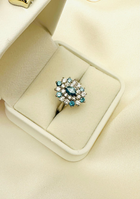 1.5ct Blue Diamond Cluster Ring