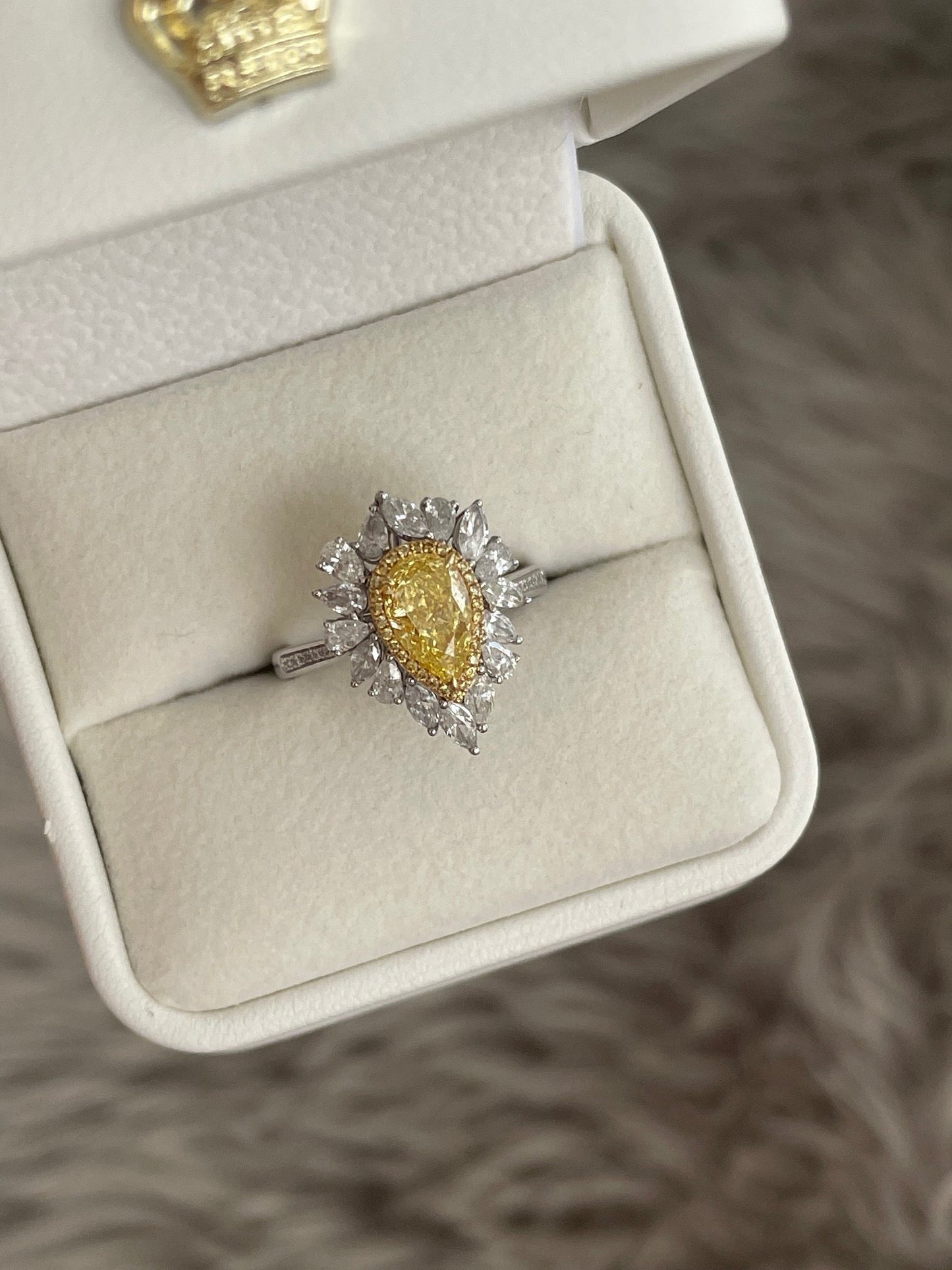 Pear Cut Fancy Yellow Diamond Ring